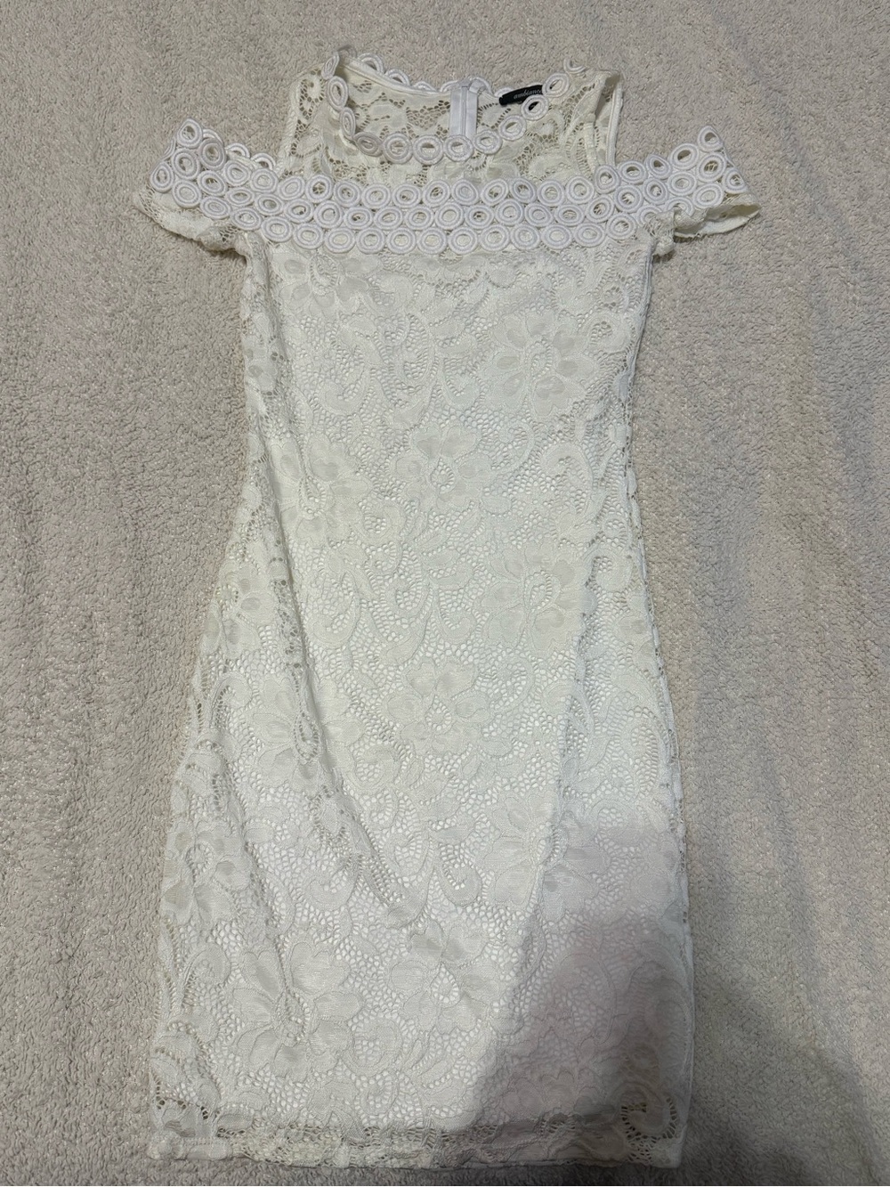 Ambiance Cream Lace Off-Shoulder Dress
